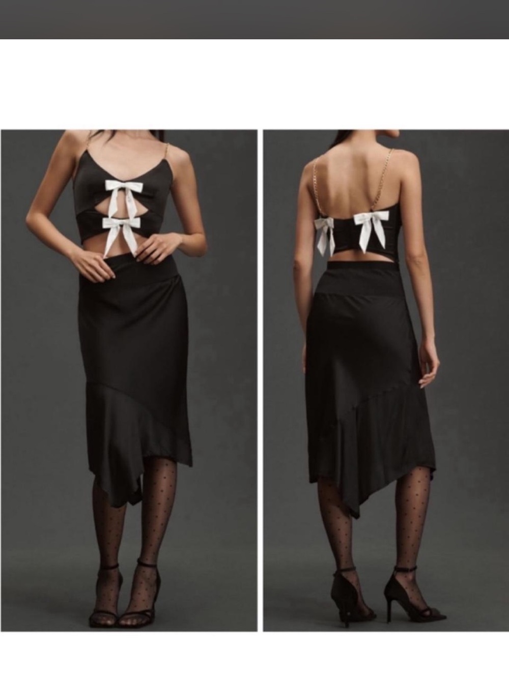 Anthropologie Black Asymmetrical Midi Skirt